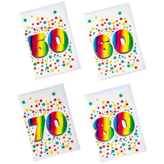 Birthday Greeting Card & Envelope, Milestone - Ages - 50, 60, 70 or 80 Years